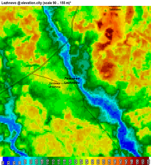 Zoom OUT 2x Lezhnevo, Russia elevation map