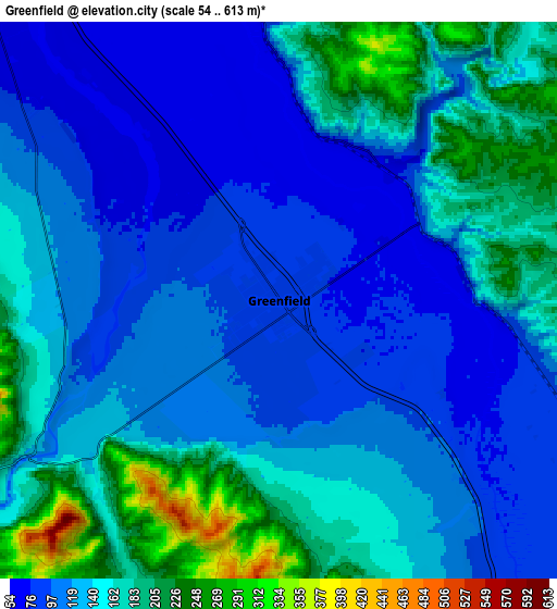 Zoom OUT 2x Greenfield, United States elevation map