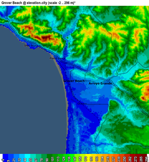 Zoom OUT 2x Grover Beach, United States elevation map