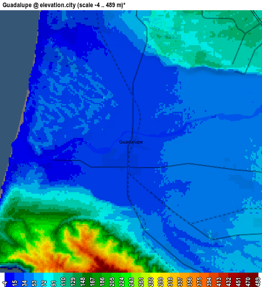 Zoom OUT 2x Guadalupe, United States elevation map