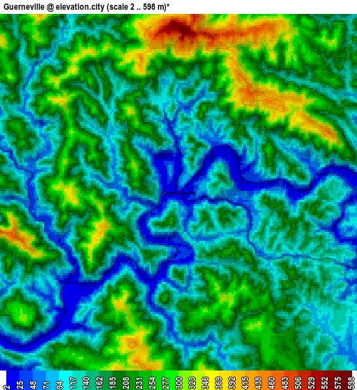 Zoom OUT 2x Guerneville, United States elevation map