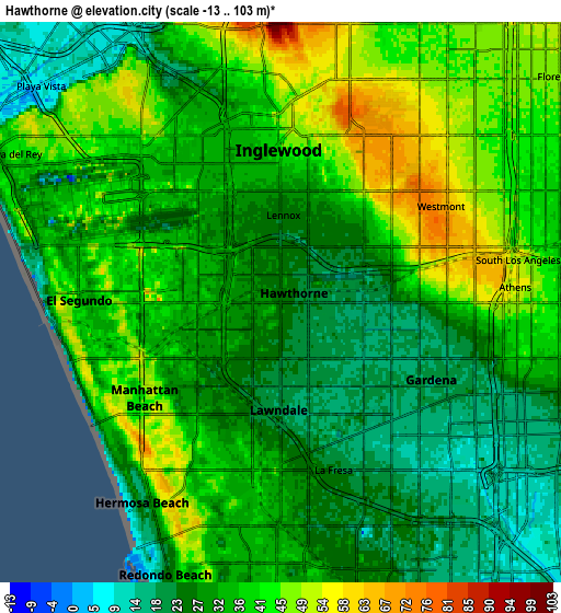 Zoom OUT 2x Hawthorne, United States elevation map