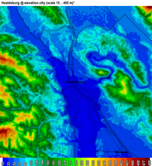 Zoom OUT 2x Healdsburg, United States elevation map