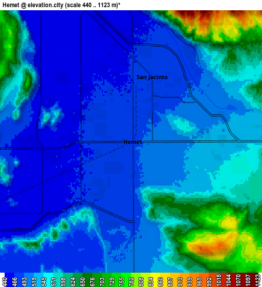 Zoom OUT 2x Hemet, United States elevation map