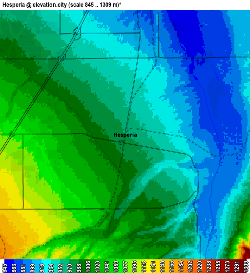 Zoom OUT 2x Hesperia, United States elevation map