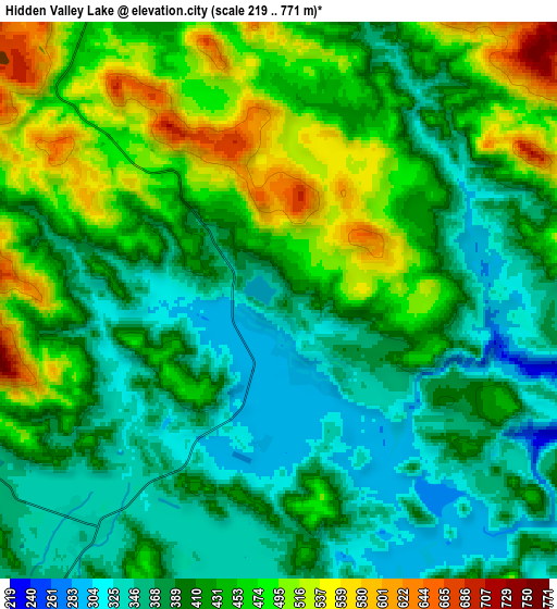 Zoom OUT 2x Hidden Valley Lake, United States elevation map