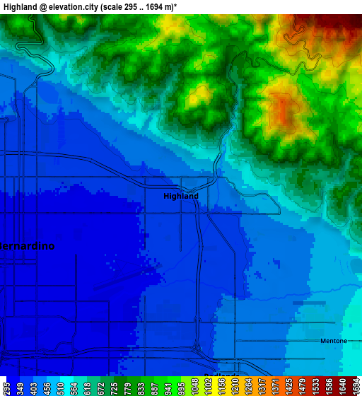 Zoom OUT 2x Highland, United States elevation map