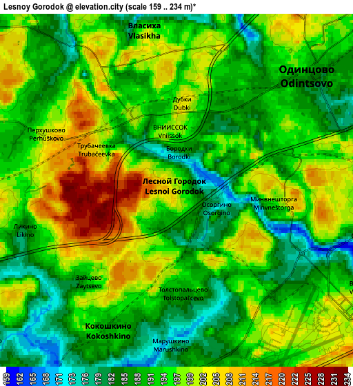 Zoom OUT 2x Lesnoy Gorodok, Russia elevation map