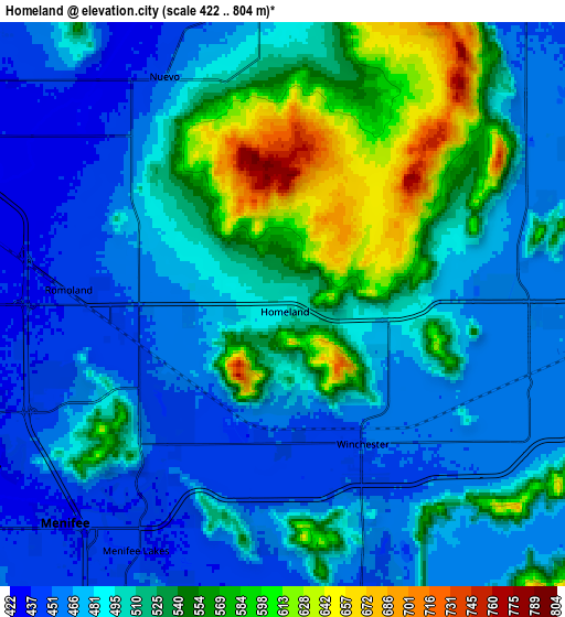 Zoom OUT 2x Homeland, United States elevation map