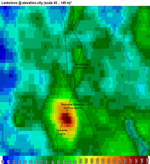 Zoom OUT 2x Leskolovo, Russia elevation map