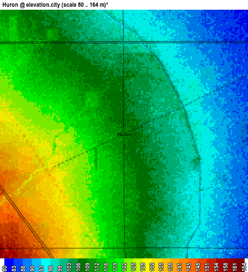 Zoom OUT 2x Huron, United States elevation map