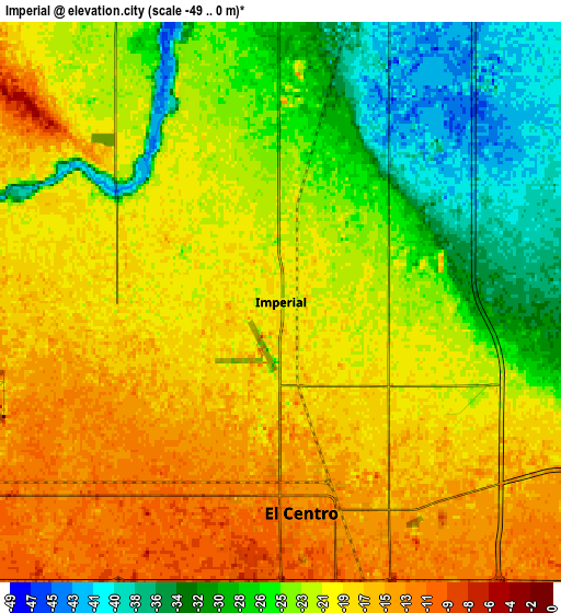 Zoom OUT 2x Imperial, United States elevation map