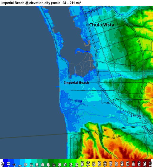 Zoom OUT 2x Imperial Beach, United States elevation map