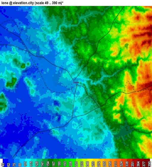 Zoom OUT 2x Ione, United States elevation map