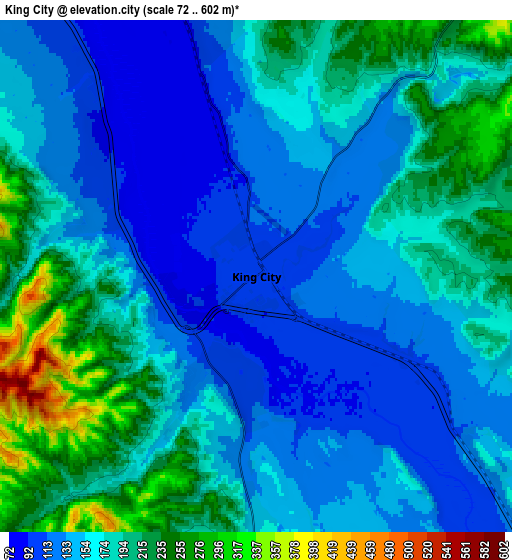 Zoom OUT 2x King City, United States elevation map