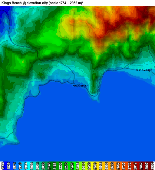 Zoom OUT 2x Kings Beach, United States elevation map