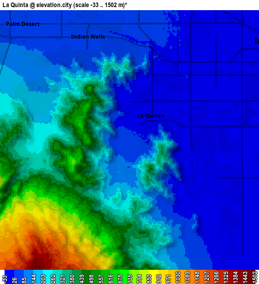 Zoom OUT 2x La Quinta, United States elevation map