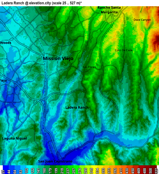 Zoom OUT 2x Ladera Ranch, United States elevation map