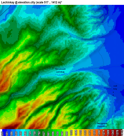 Zoom OUT 2x Lechinkay, Russia elevation map