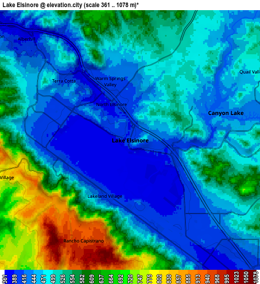 Zoom OUT 2x Lake Elsinore, United States elevation map