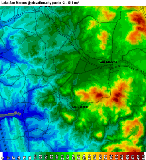 Zoom OUT 2x Lake San Marcos, United States elevation map