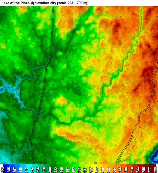 Zoom OUT 2x Lake of the Pines, United States elevation map