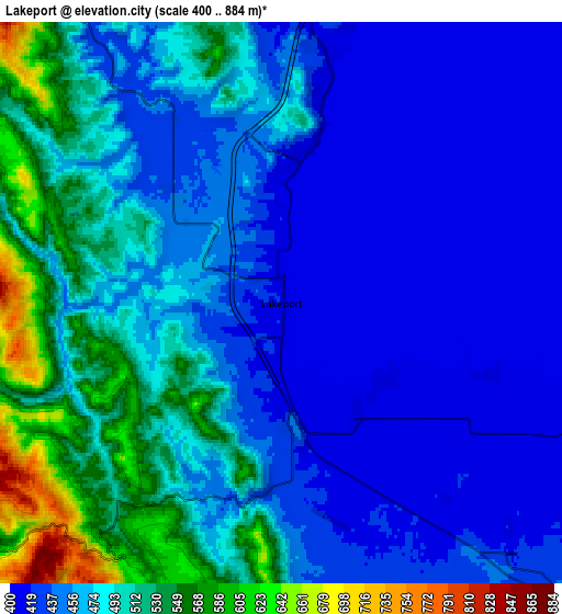 Zoom OUT 2x Lakeport, United States elevation map