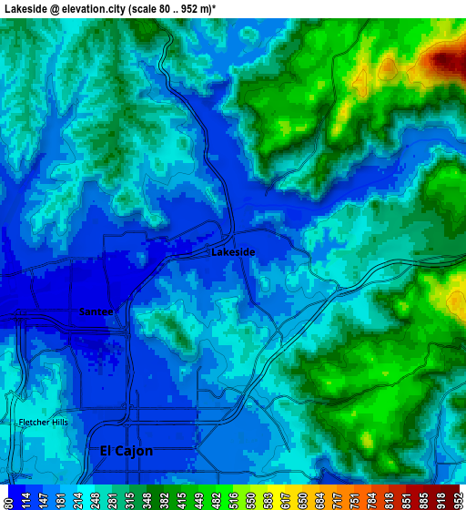 Zoom OUT 2x Lakeside, United States elevation map