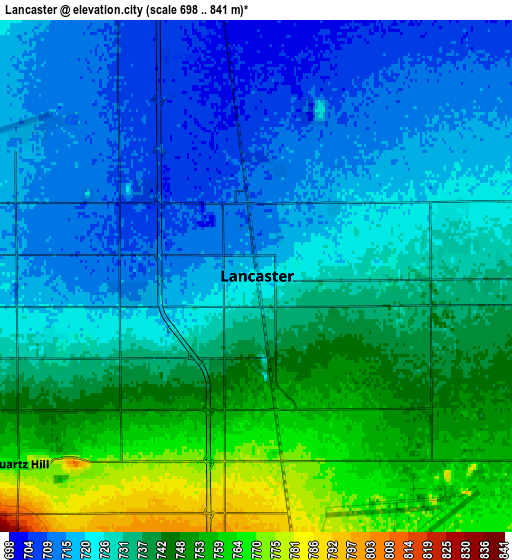 Zoom OUT 2x Lancaster, United States elevation map
