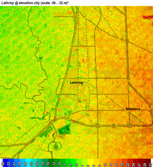 Zoom OUT 2x Lathrop, United States elevation map