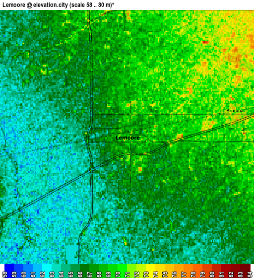 Zoom OUT 2x Lemoore, United States elevation map