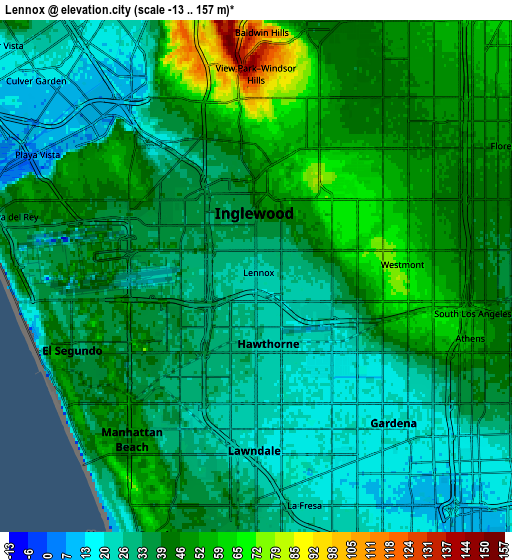 Zoom OUT 2x Lennox, United States elevation map