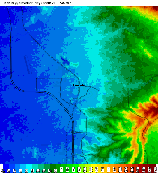 Zoom OUT 2x Lincoln, United States elevation map