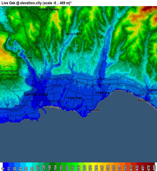 Zoom OUT 2x Live Oak, United States elevation map