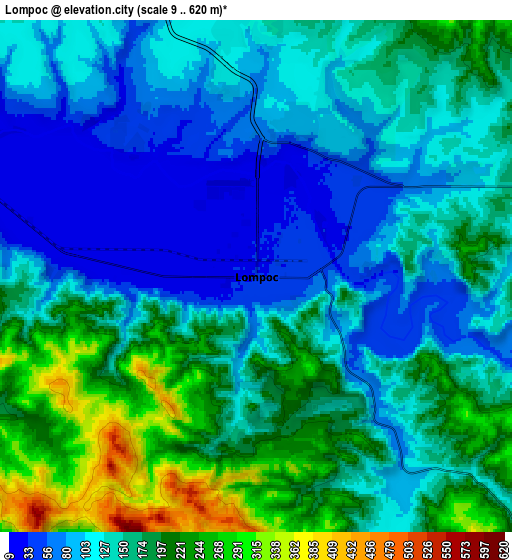 Zoom OUT 2x Lompoc, United States elevation map