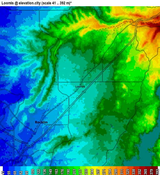 Zoom OUT 2x Loomis, United States elevation map