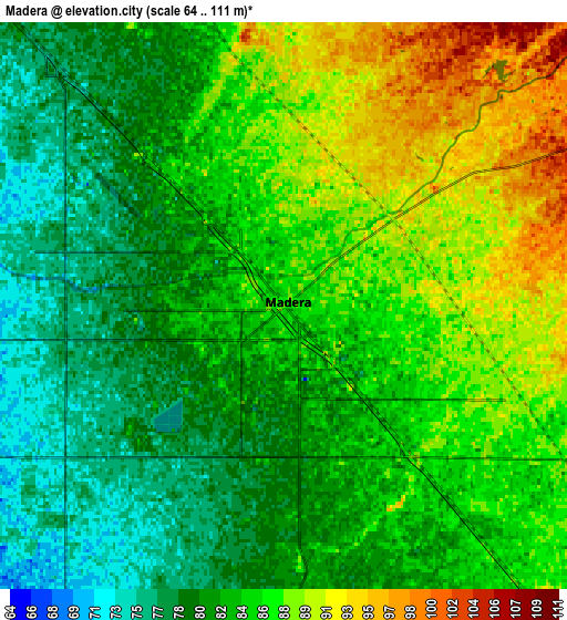 Zoom OUT 2x Madera, United States elevation map