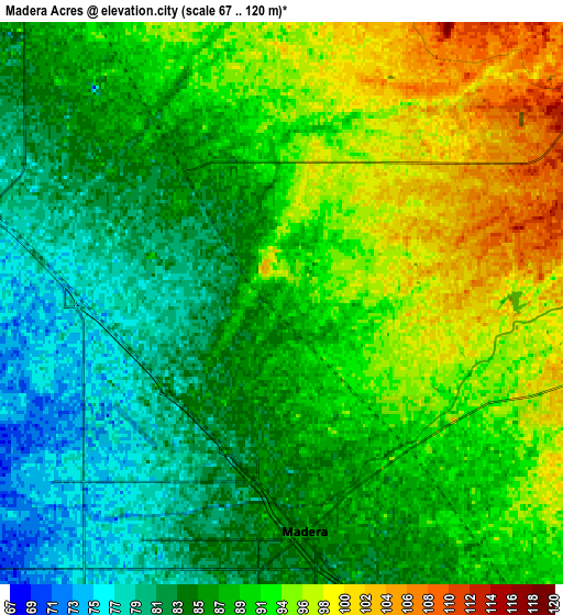 Zoom OUT 2x Madera Acres, United States elevation map