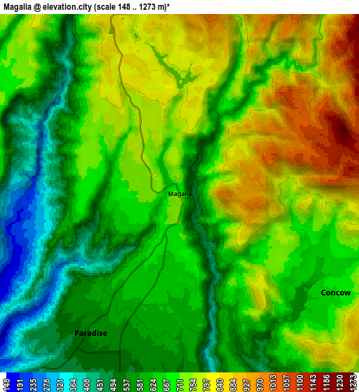 Zoom OUT 2x Magalia, United States elevation map