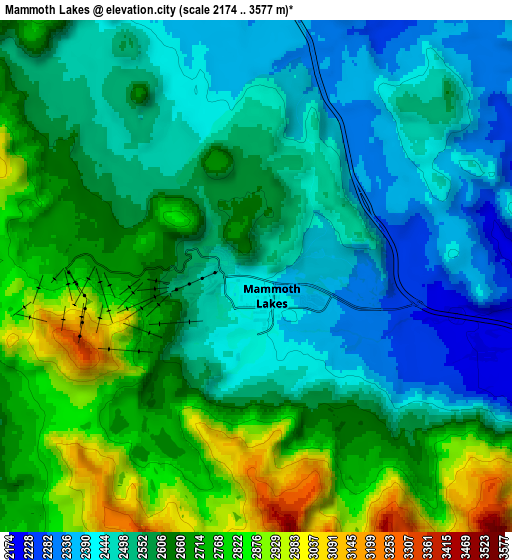 Zoom OUT 2x Mammoth Lakes, United States elevation map