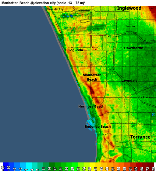 Zoom OUT 2x Manhattan Beach, United States elevation map