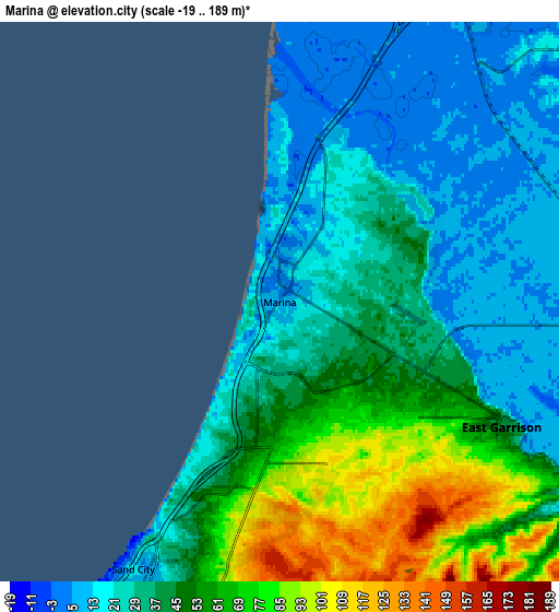 Zoom OUT 2x Marina, United States elevation map