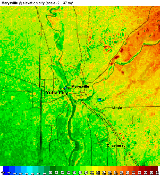 Zoom OUT 2x Marysville, United States elevation map