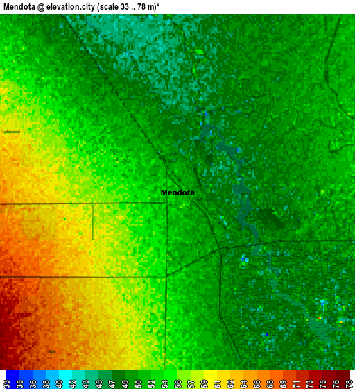 Zoom OUT 2x Mendota, United States elevation map