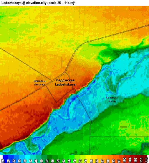 Zoom OUT 2x Ladozhskaya, Russia elevation map