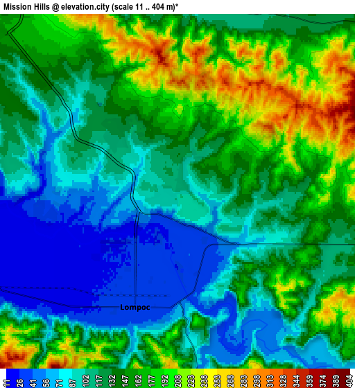 Zoom OUT 2x Mission Hills, United States elevation map