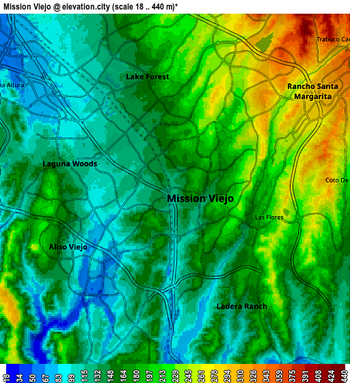 Zoom OUT 2x Mission Viejo, United States elevation map