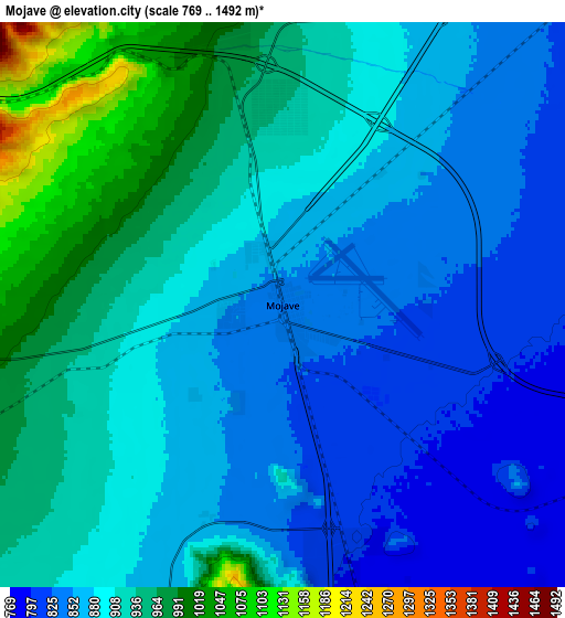 Zoom OUT 2x Mojave, United States elevation map