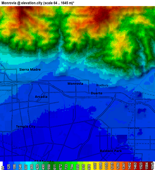 Zoom OUT 2x Monrovia, United States elevation map