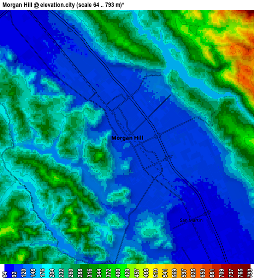 Zoom OUT 2x Morgan Hill, United States elevation map